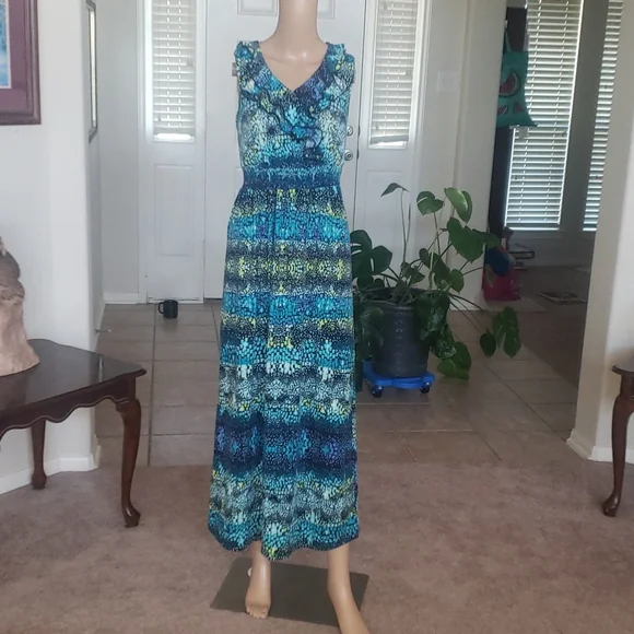 blush pink floral maxi dress Petal and Pup Women's Rori Ruffle Maxi Dress